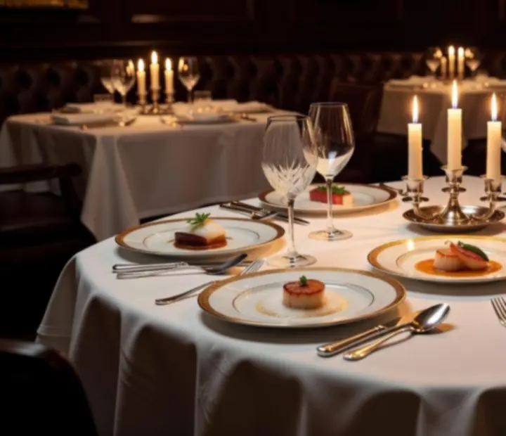 Candlelit gourmet vacsora elegáns terítéssel