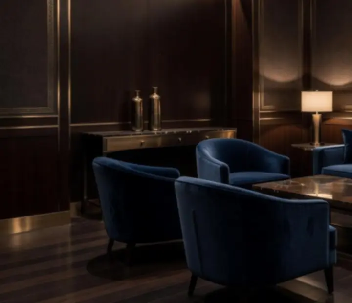 Elegáns VIP lounge félhomályos, gyertyafényes enteriőrrel